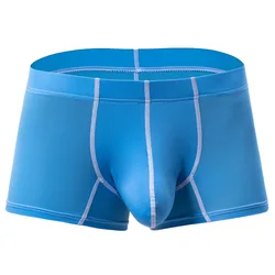 Bóxer transpirable de seda de hielo para hombre, bolsa de pene, separación, cómodo, secado rápido, bragas deportivas