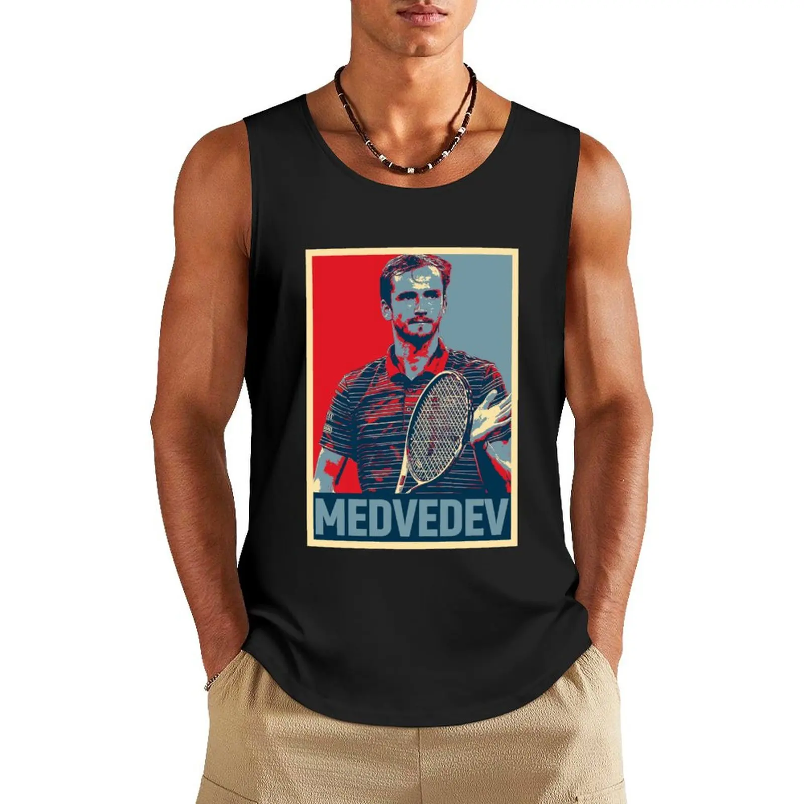 

Daniil Medvedev Hope Poster Tank Top bodybuilding t-shirt gym wear men t shirt gym gym clothes man fitness