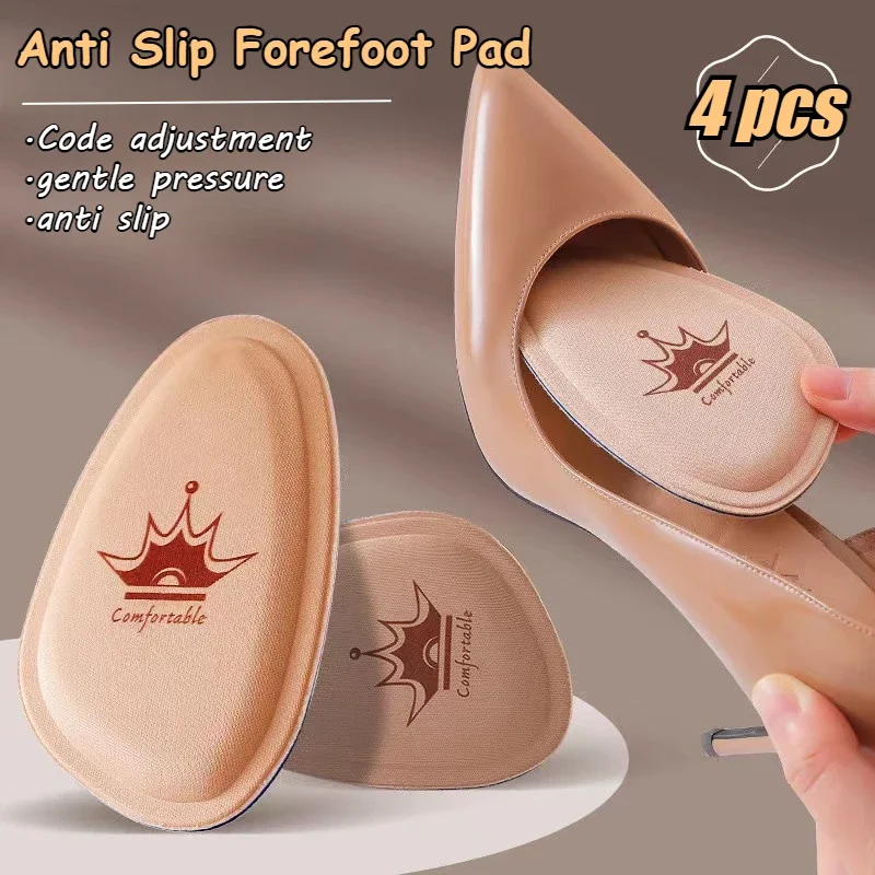 2/4pcs Women's High Heel Forefoot Pads Pain Relief Insert Non-slip Cushion Shoe Breathable Sweat Absorbing Foot Pads for Shoes