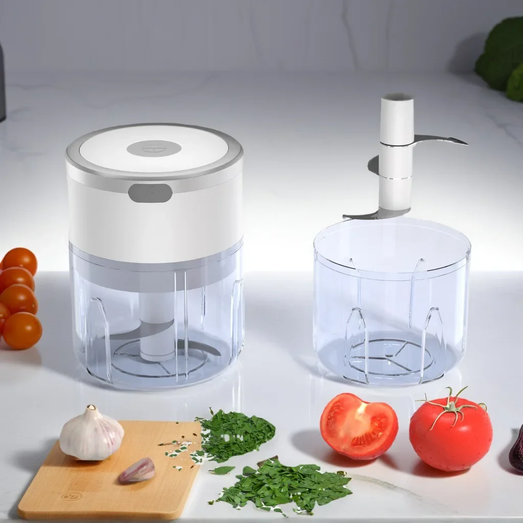 مفرمة ثوم صغيرة 250 مل، محضر طعام محمول، مفرمة لحم لاسلكية، كسارة متعددة الأغراض للخضروات والثوم والزنجبيل،