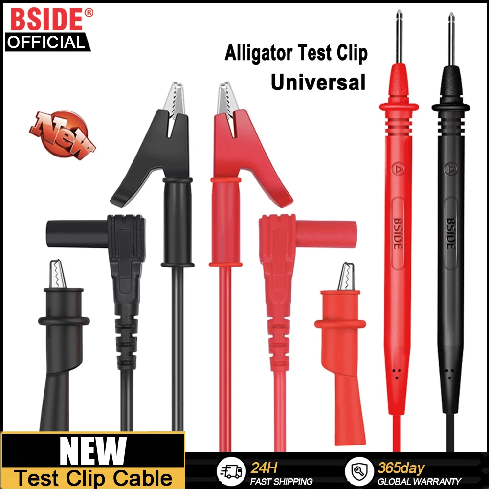 BSIDE Multimeter probe Alligator Clip Test Lead High Quality Insulated Crocodile Line Tester cable General purpose