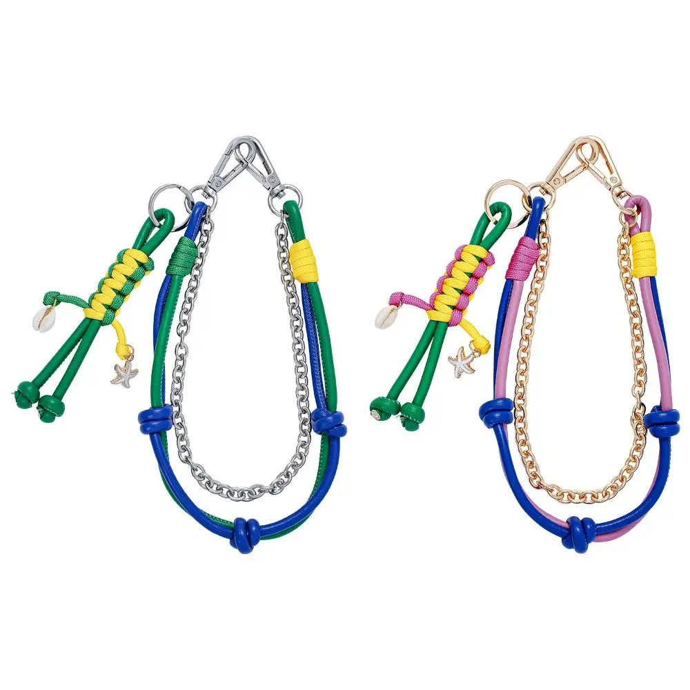 DIY قلادة الرجعية حبل المنسوجة قلادة مفتاح سلسلة هندسية الهاتف المحمول قلادة الكرتون الأزياء حقيبة سلسلة سحر ظهره #2