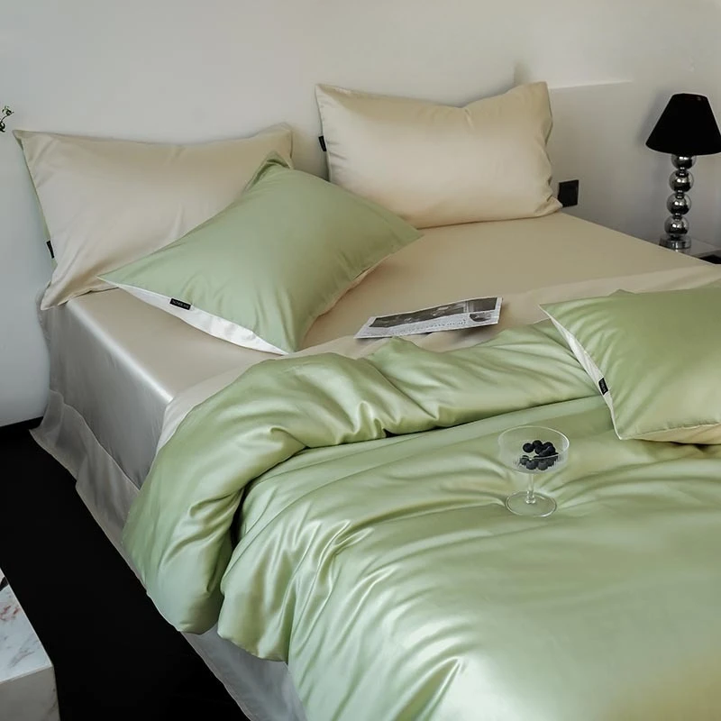 A級テンセル綿4点寝具セット、無地ダブルスリープ、綿シーツ