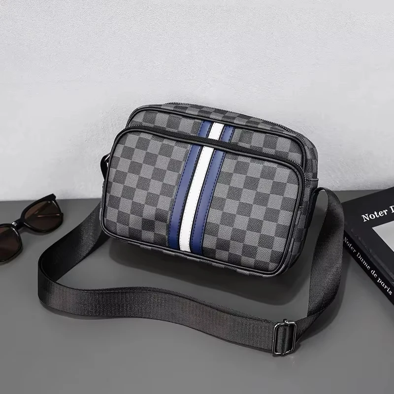 

Street Style Men's Horizontal Single Shoulder Bag Fashionable Couple Crossbody Letter Small Square Grid Backpack Trendy Brand Me