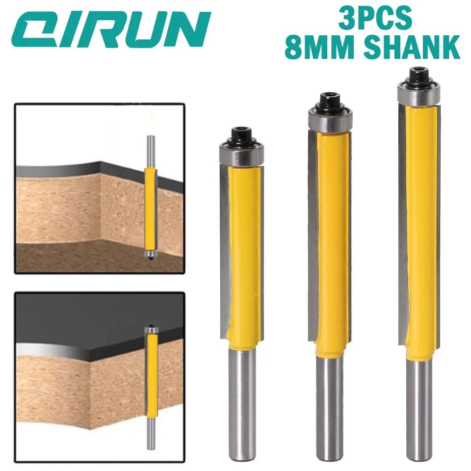 Carpintaria Milling Tool Extended Edge Trimming Straight Cutter Line Edge Trimming Cutter c7 mm Shank Diâmetro