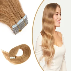 Tape-In Extensões de Cabelo Humano, 100% Remy Hair, Salão de Abastecimento Estética, Natural, Preto, Loiro, Marrom, Borgonha, Vinho Vermelho, 20Pcs, Pacote