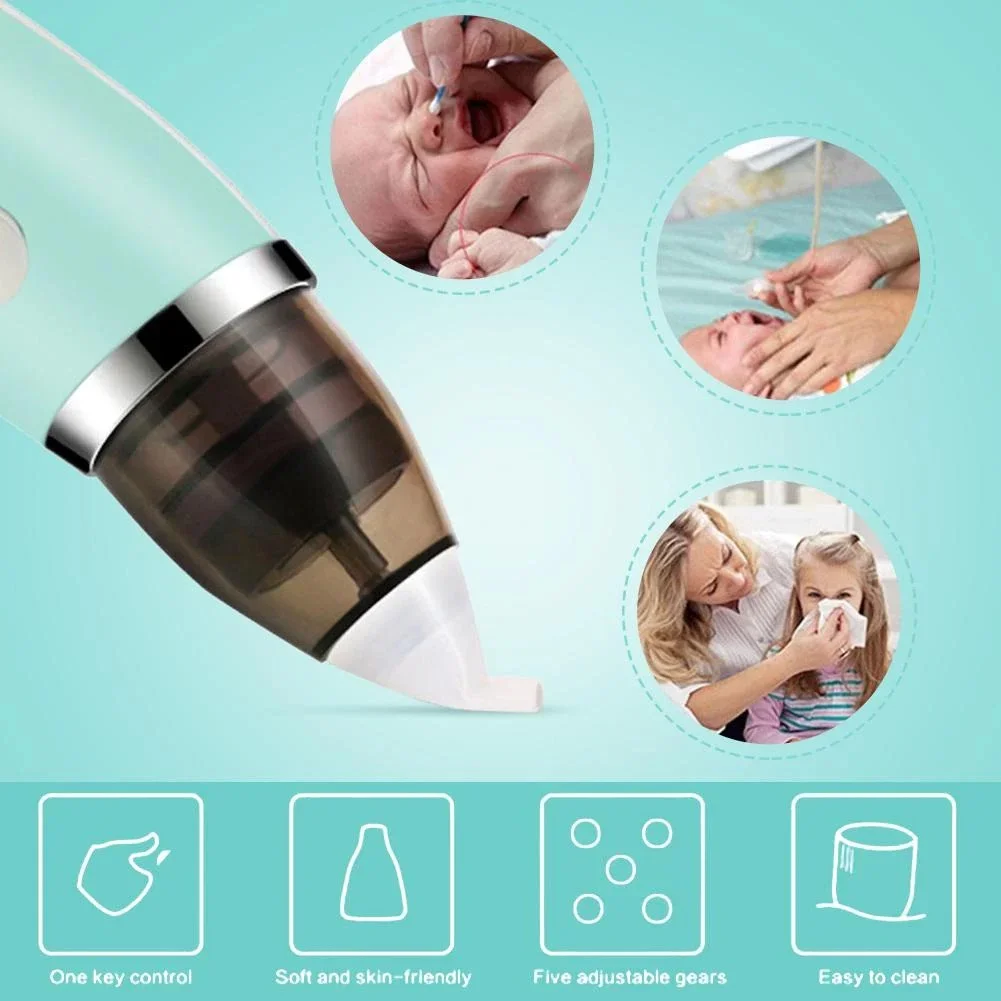 Baby Nasal Aspirator Electric Rechargeable Nose Cleaner Safe Gentle Suction Low Noise Silicone Tip For Newborn Infant Toddler view 3