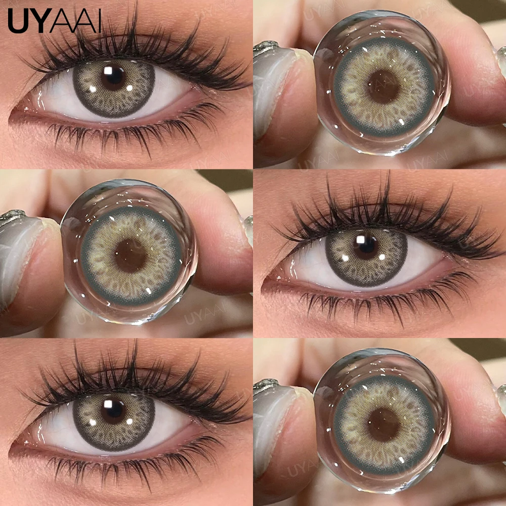 UYAAI 1 Pair Color Contact Lenses for Eyes Graduated Blue Fashion Optical Lenses Green Pupils Gray Natural Eye Contacts