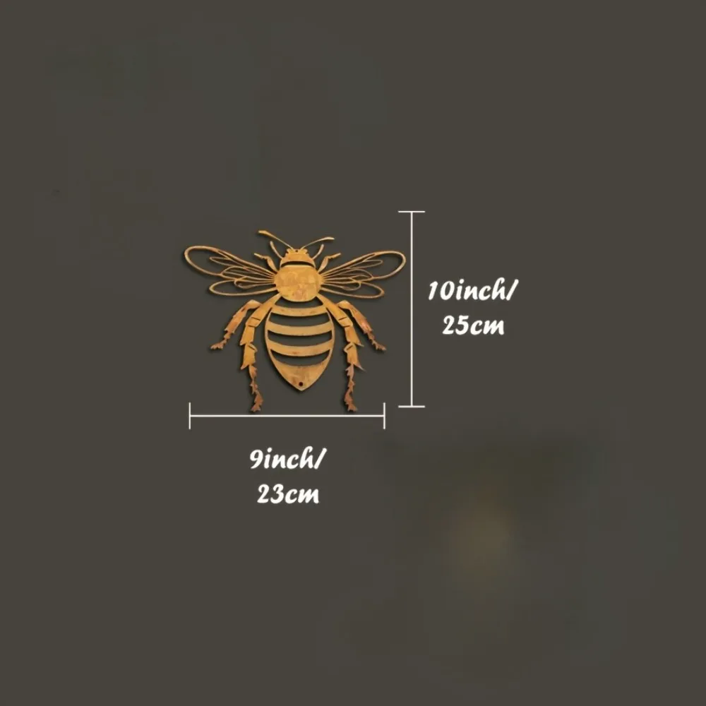 Brand Vintage Metal Bumblebee Wall Art Distressed Iron Silhouette Sculpture For Outdoor Garden Decor Reusable No Power Needed - view 2