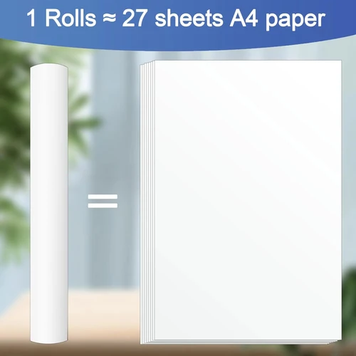 Imagen 2 del producto 6 rollos de papel térmico A4 de secado rápido para mini impresora más grueso y más brillante y la fuente es más clara para hacer la mejor calidad de impresión