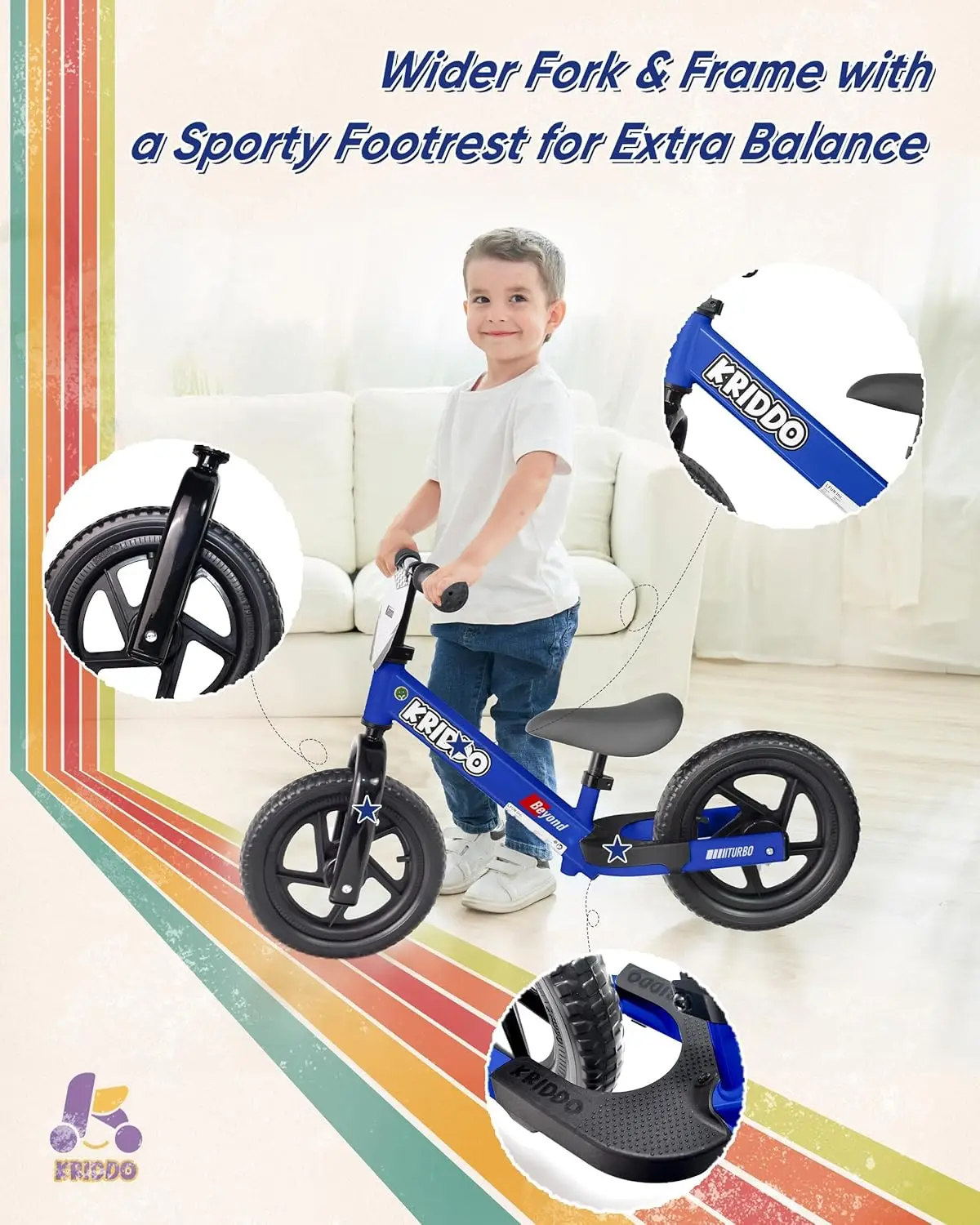 Balance Bike 2 Year Old, Toddler Balance Bike for Kids Aged 2-5, with DIY Colorful Stickers, Non-Slip Sporty Footrest, Racing-St