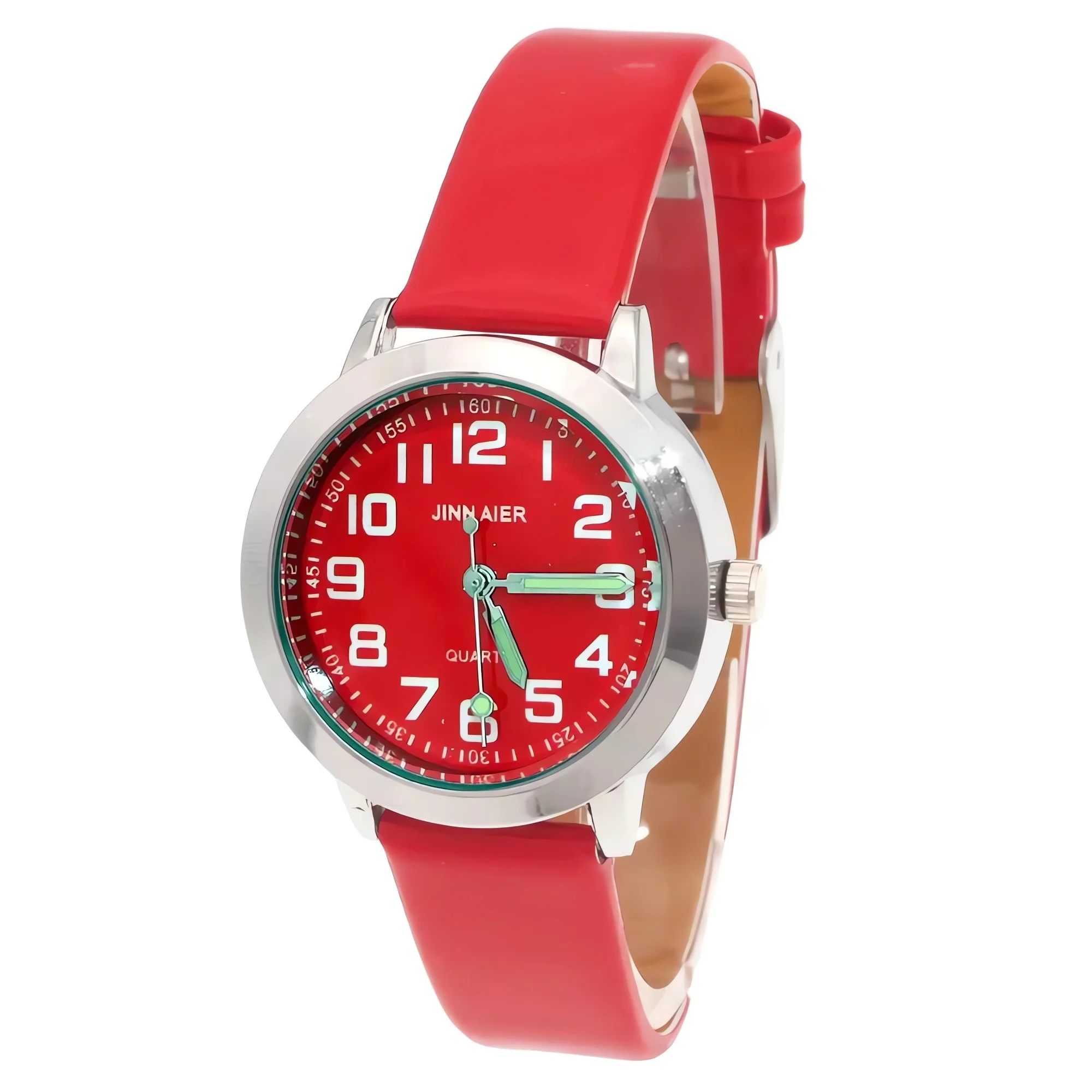 

Fashion Easy to Read Kids Watch Leather Strap Quartz Movement Silver Case 28MM Children Watch Boy Girls Gifts