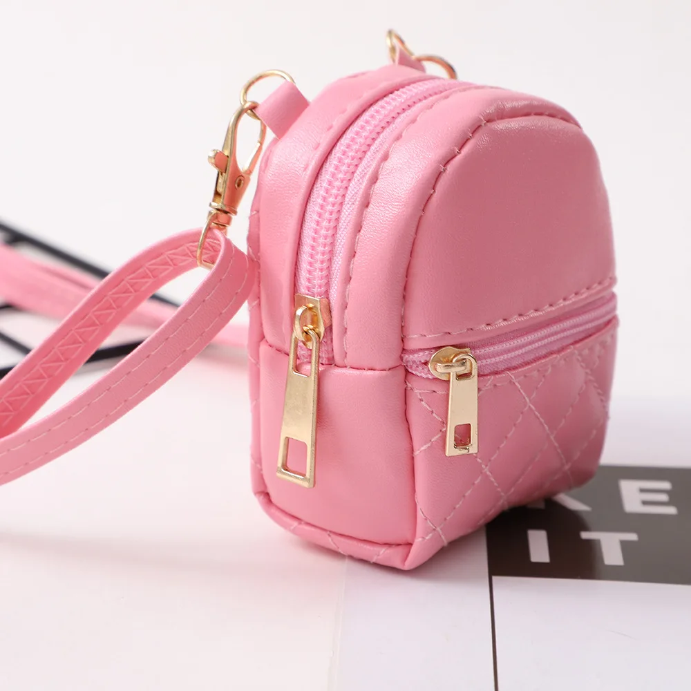 New Mini Backpack Keychain Cute Bag Hanging Portable Earphones Data Cable Storage Bag PU Change Lipstick Storage Bag Gift view 4