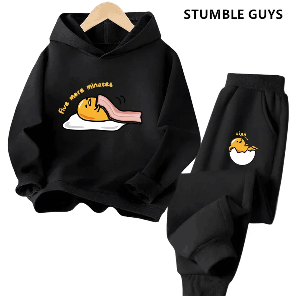 كنزة بغطاء رأس للأطفال مع طباعة كرتونية للأولاد والبنات ، كنزة رياضية جميلة ، بلوزة بأكمام طويلة ، طقم ركض غير رسمي ، ملابس سانريو ، 2P