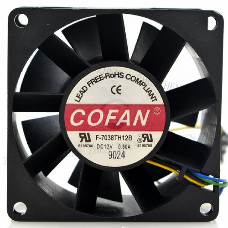 Y 1 Pc. New for  F-7038TH12B 12V 0.50A 7038 7CM 4-wire cooling fan