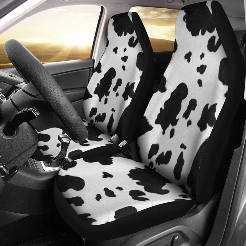 Cow Farmer Car Seat Covers (Set Of 2 ）Universal Front Car and Suv Seat Covers Custom Seat Protector cartoon animal Car Accessory