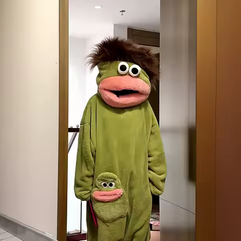 Cartoon Big Mouth Monster Funny Silly Couple Onesies Winter Thickened Coral Fleece Homewear Pajamas For Men Women