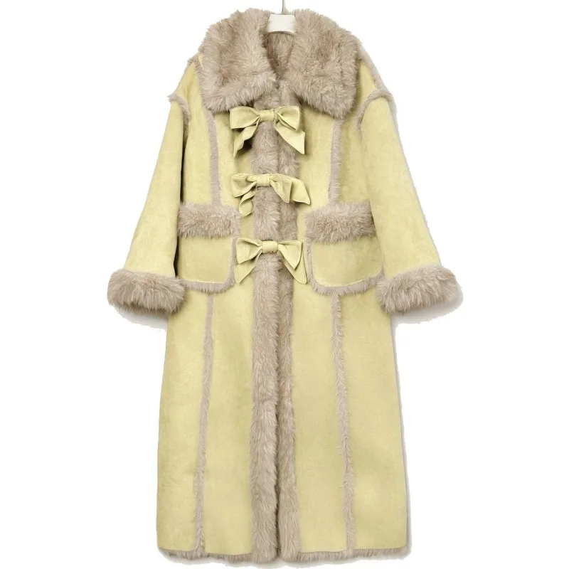 2026 Winter Women's Clothing New Fashion Fur Integrated  Coat Thickened Warm Sweet Princess Style Long Fur Temperament Commuting