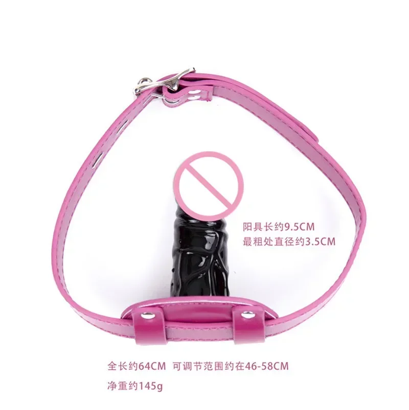 Leather Open Mouth Gag Head Harness Silicone Oral Dildo Plug Oral Fixation Stuffed Bdsm Bondage Slave Gag Sex Toys For Women