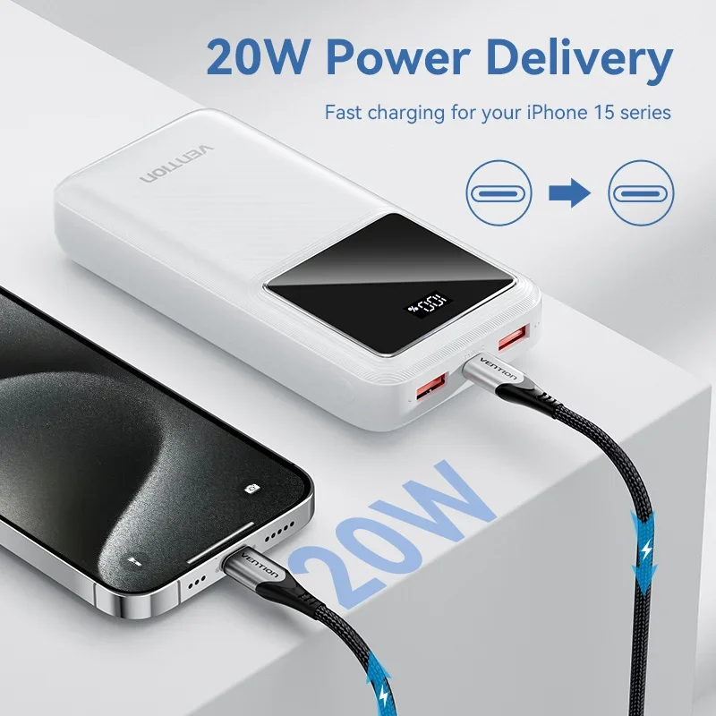 Vention 22.5W 보조베터리 고속 충전 20000mAh iPhone 15 Pro Max Xiaomi 10000mAh 휴대용 배터리 충전기 용 휴대용 보조베터리