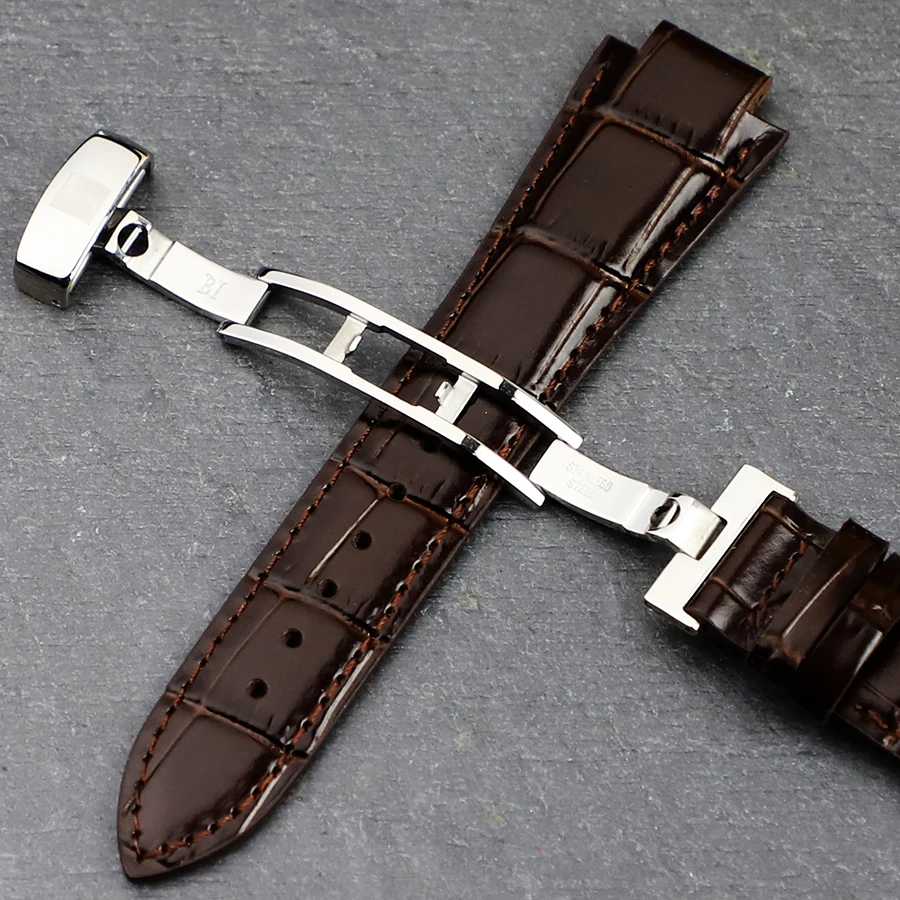 24x14mm 17x10mm Convex Leather Watch Strap for Tissot T60 Strap L875/975 L874/974 T601587a T601517a Genuine Leather Watchband