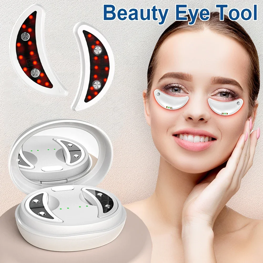 EMS جهاز تدليك العين LED الضوء الأحمر تدليك العين ث/رقعة هلامية لتخفيف الهالات السوداء التجاعيد الانتفاخ تورم الجمال العين أداة #1