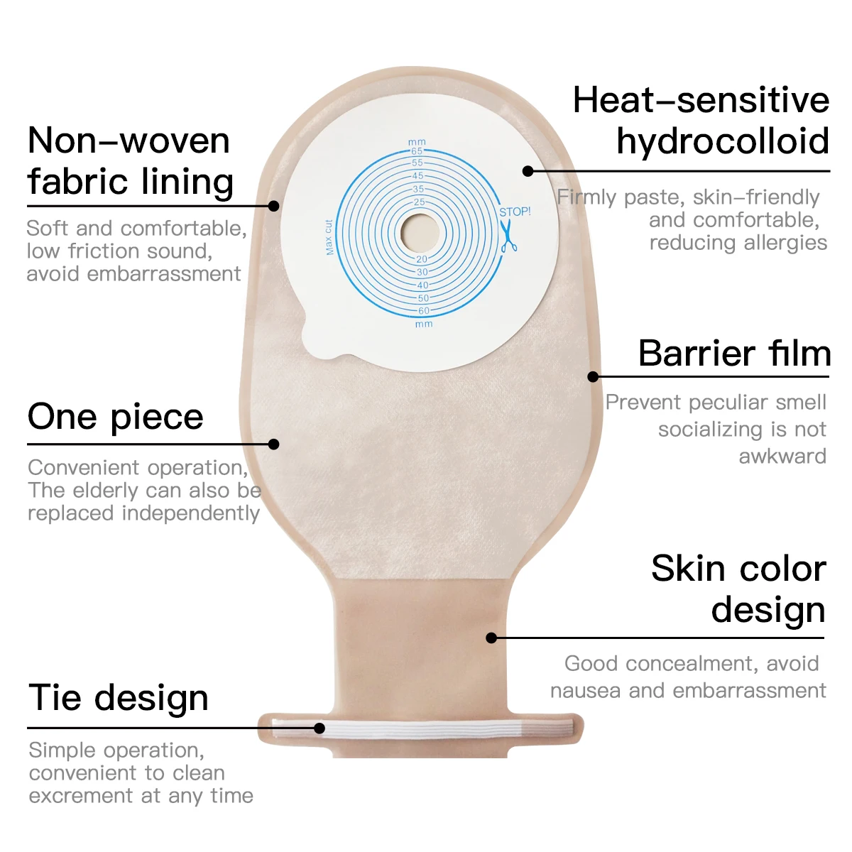 Ostomy Bag Disposable Ostomy Bag Ostomy Care Products Cover Leakage Bag Stool Bag Anus Bag Youluohuo One-piece 15mm-65mm