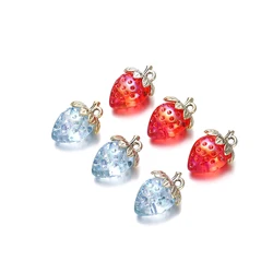 5pcs/Lot 23*32mm Acrylic Transparent Strawberry Pendants for DIY Jewelry Making Necklace Findings Accessories