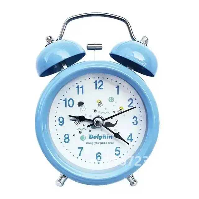 Retro Loud Alarm Clock Double Bell Mechanical Key Wound Silent Pointer Alarm Clock Night Light Clocks Home Decor  wall clock