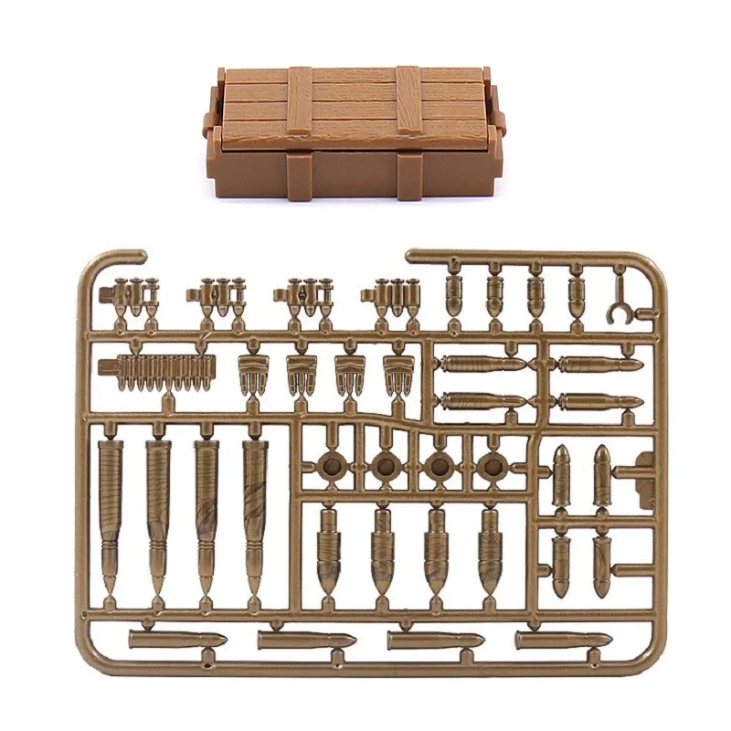 MOC WW2 Militär Arme Shell Kugel Armee Zubehör Soldat Figuren Militär Munition Box Bausteine Ziegel Montage Spielzeug – Detail 2