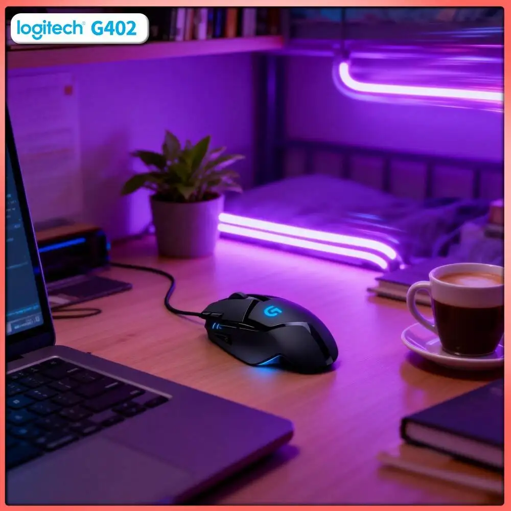 Professional Logitech G402 Gaming Mouse Delta Zero Sensor 500+ IPS 8 Buttons Anti-Slip for Desktop Play