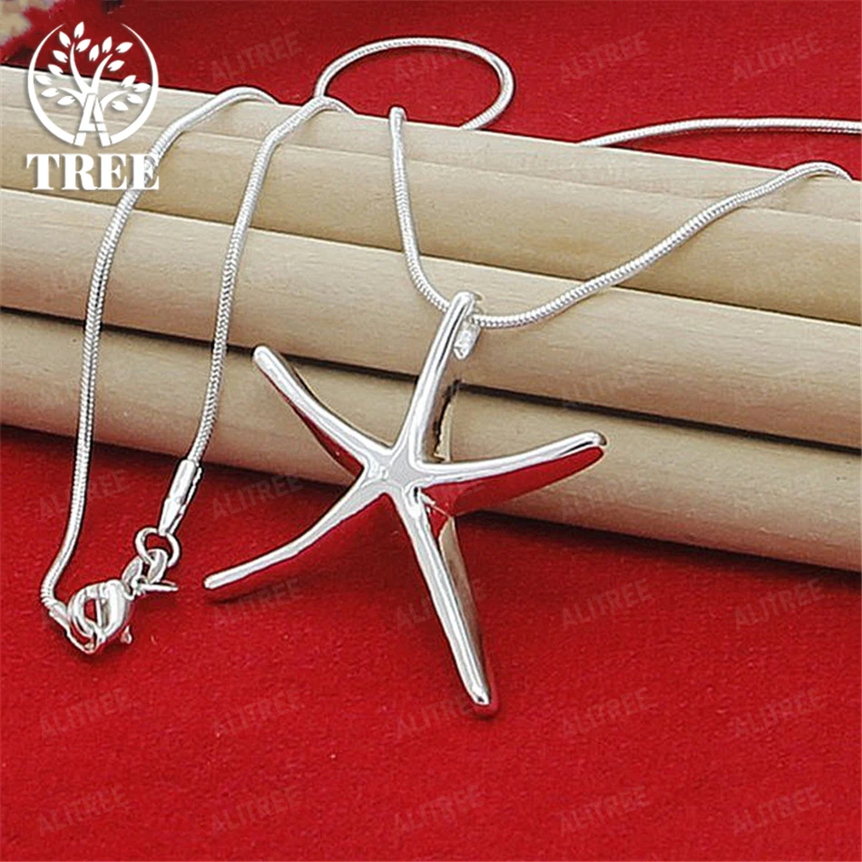 

wholesale 40-75cm 925 Sterling silver Charms necklace Star Starfish jewelry fashion cute chain lady wedding pretty nice