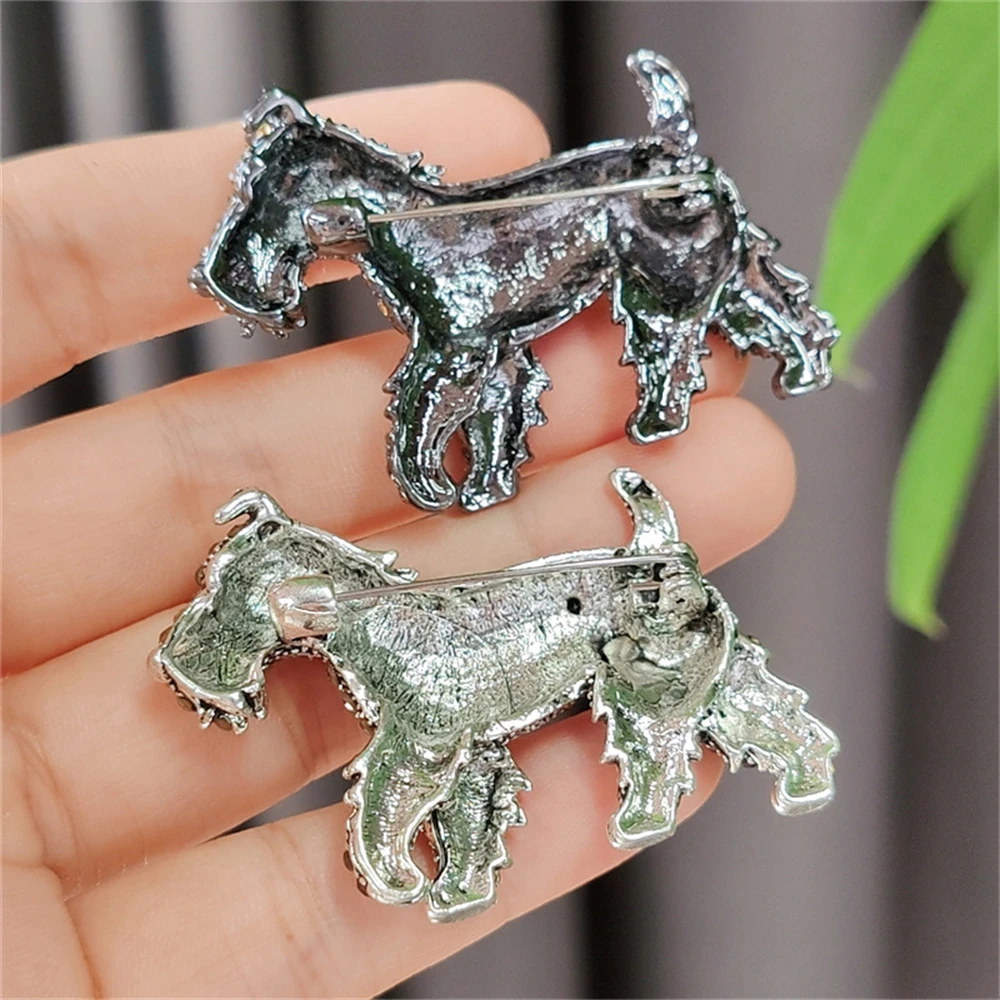 Lovely Schnauzer Dog Brooches For Women Unisex Sparkling Rhinestone Cute Pets Puppy Animal Party Causal Brooch Pin _Other Organi