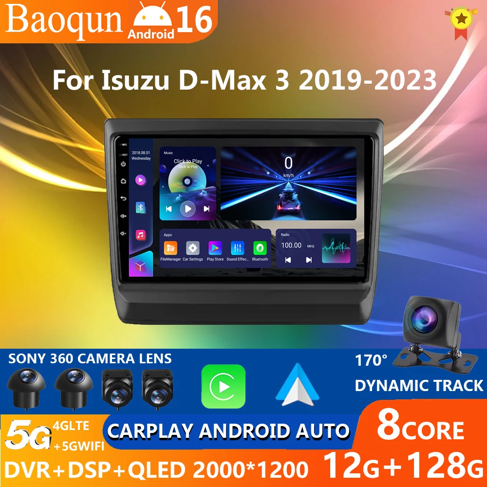 Android 16 Car Radio For lsuzu D-MAX 3 RG 2019 - 2023 GPS Multimedia Player Navi Head Unit Stereo Wireless Carplay Auto DSP QLED