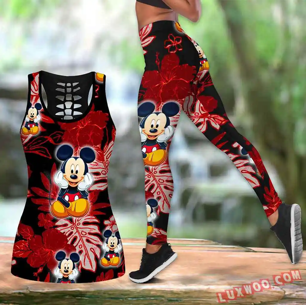 Ensemble de leggings de yoga imbibés pour femmes, glaçage creux, haut précieux Disney, leggings de fitness, leggings de sport, turewear, 2025