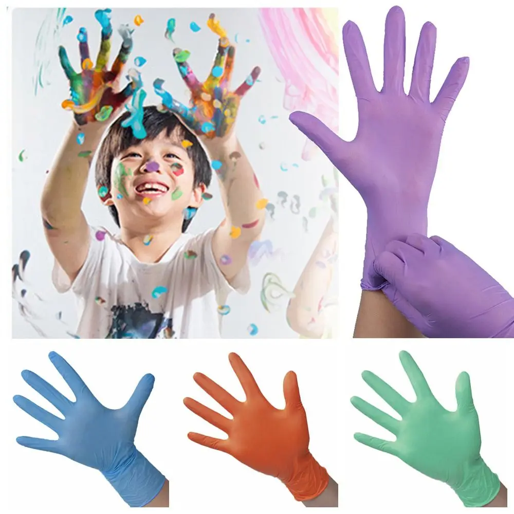 10 Pairs Nitrile Kids Working Gloves Safety Multi-purpose Protective Gloves Drawing Painting Camping Antiskid Disposable Gloves