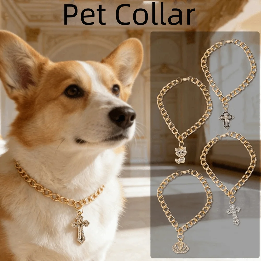 Cute Fancy Zircon Cross Pendant Medium Cosplay Design Pet Adjustable Dog Accessories Small Puppy