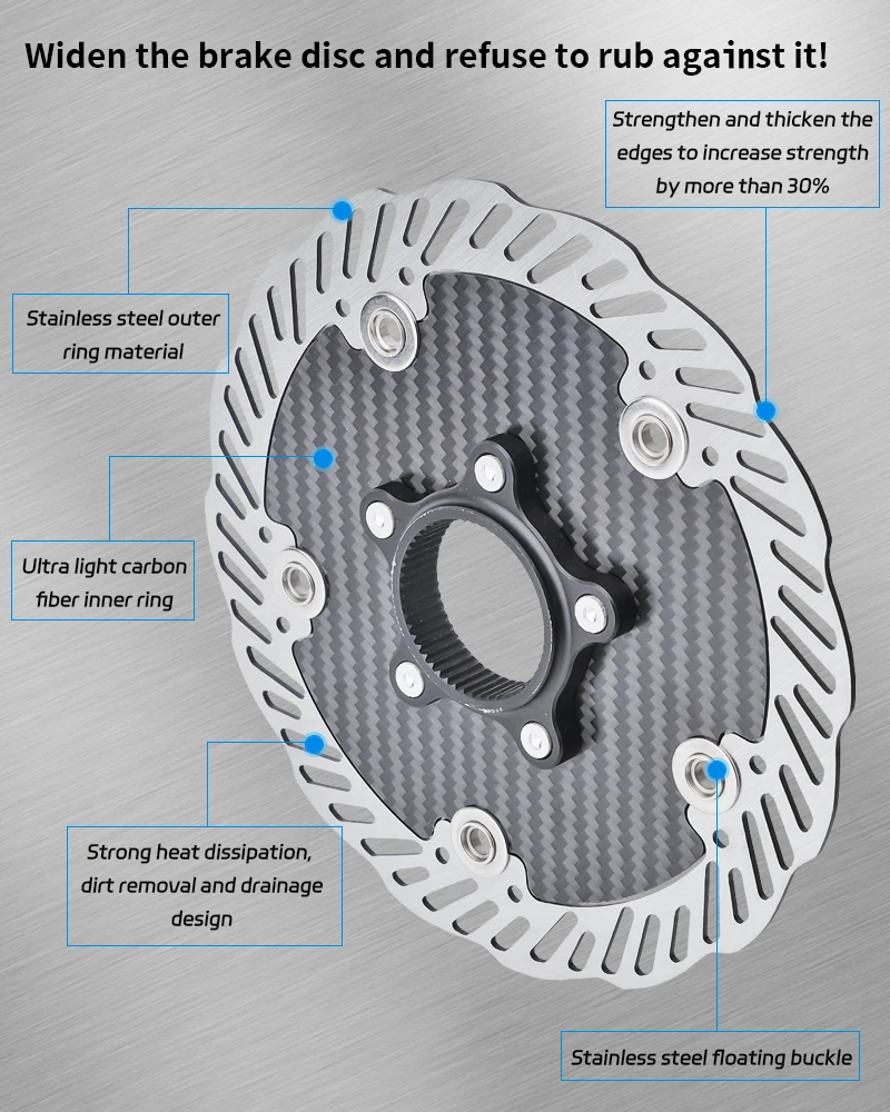 

Прочный плавающий тормозной ротор из углеродного волокна 140 мм 160 мм с центральным замком, подходит для горного велосипеда, велосипедный дисковый суппорт