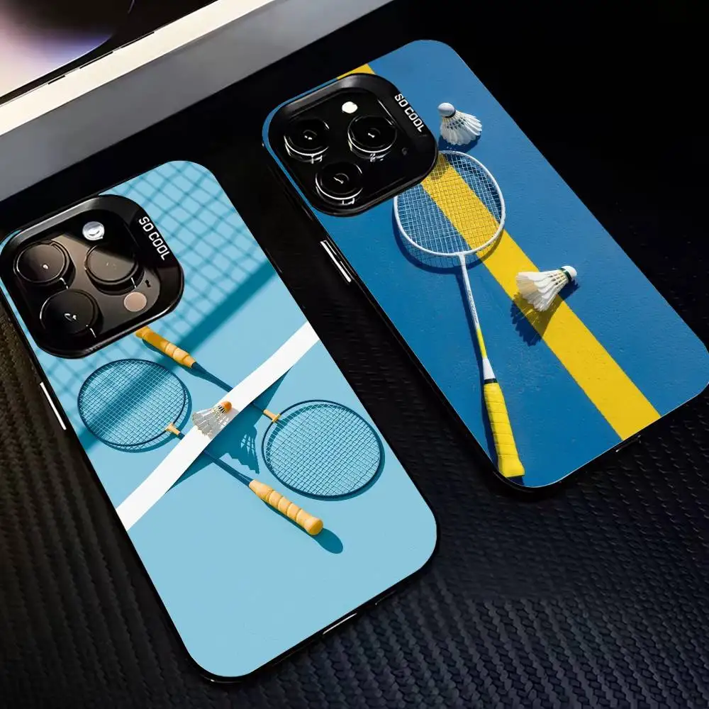 

Cool Sport B-Badminton-S Phone Case For iPhone 17,16,15,14,13,12,11 Plus,Pro Max,XS,Colored Silver Plated Inside Cover