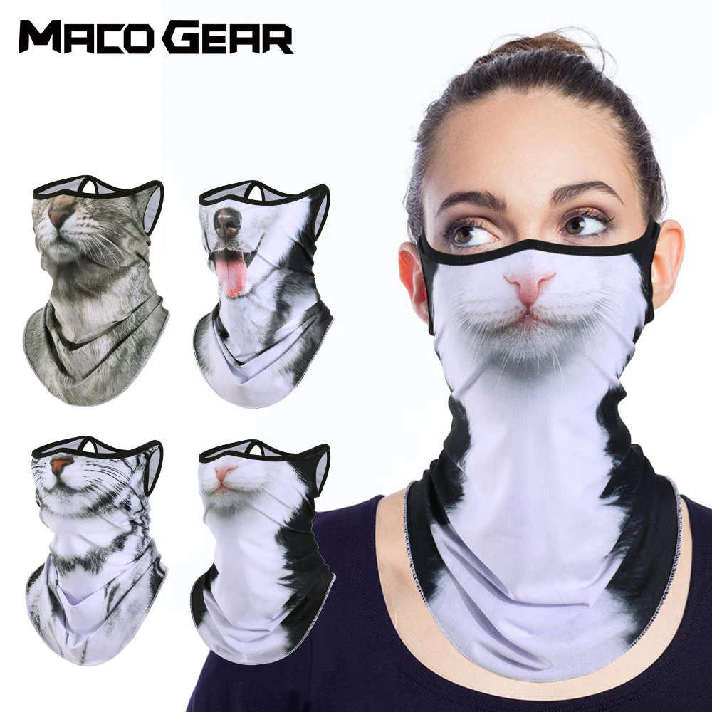 3D Printed Scarf Triangle Face Mask Hanging Ear Cycling Sports Hiking Running Windproof Bandana Breathable Neck Gaiter Men Women