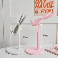 Pink Phone Holder Desktop Cell Phone Stand For iPhone 13 14 Samsung Smartphone Adjustable Lovely Rabbit Cartoon Table