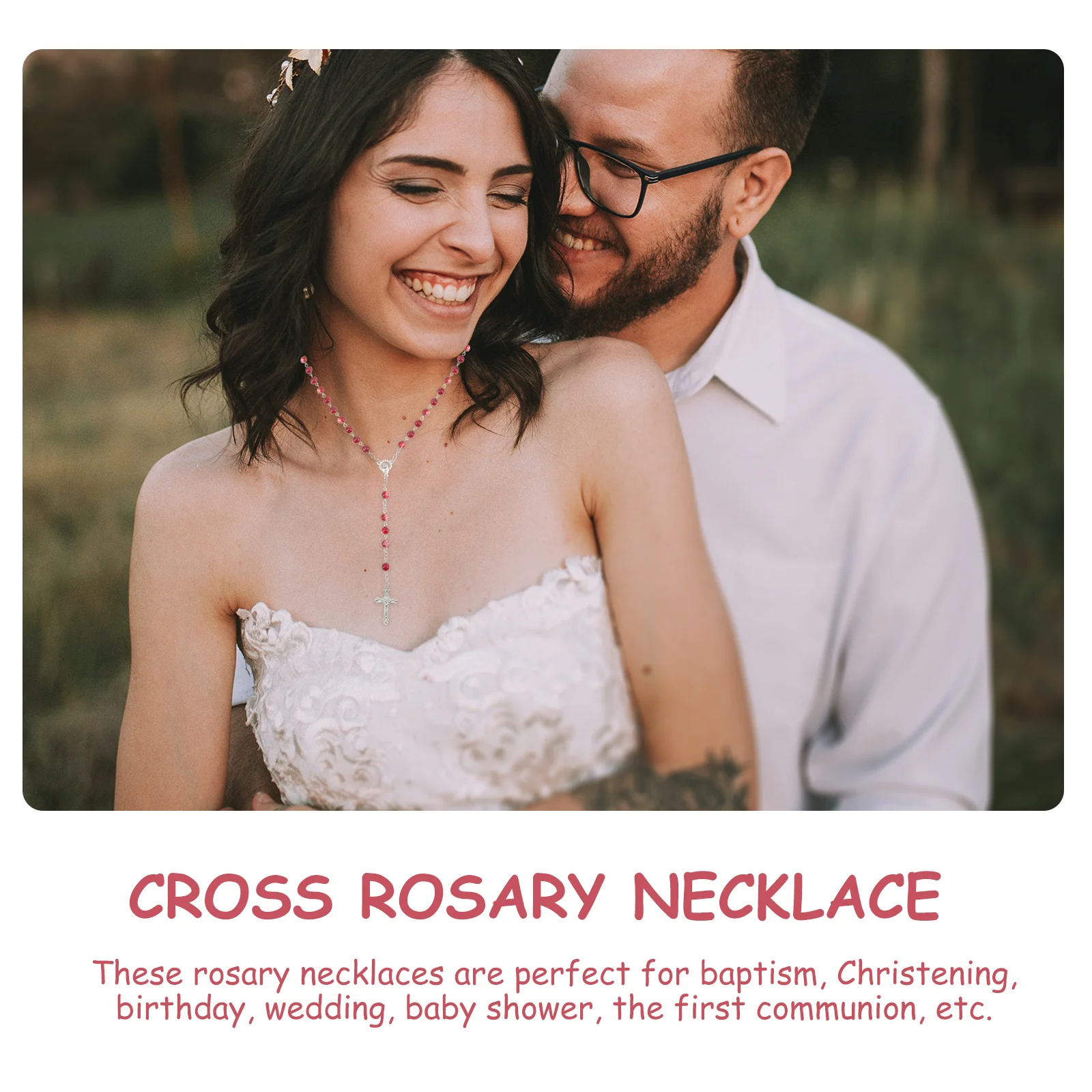

Cross Rosary Necklaces Baptism Gifts for Shower Favors Wear Resistant Alloy Durable Exquisite Design Practical