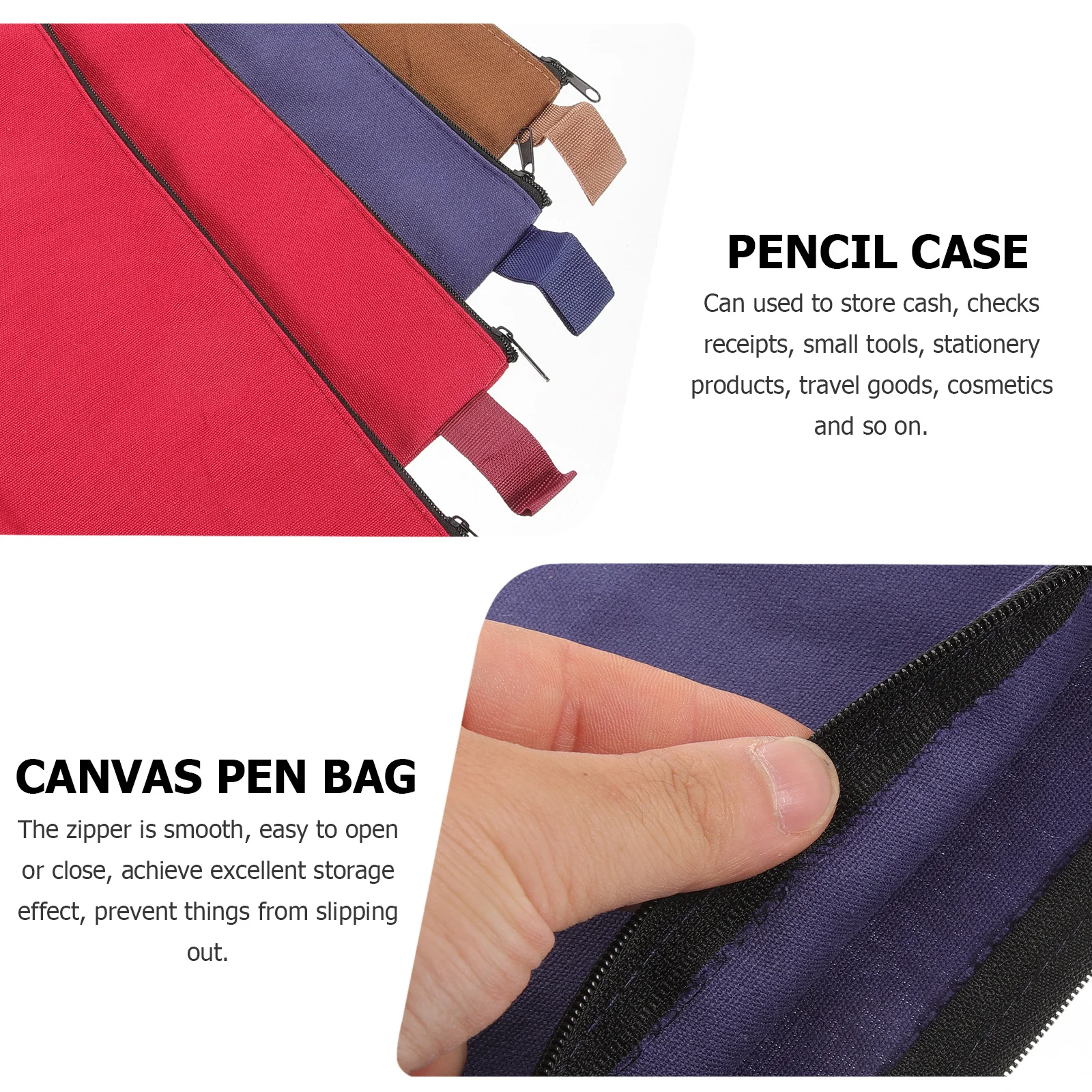 

4Pcs Large Pencil Bag Portable Zipper Pouch Supple Material Ideal for Stationery Cash Checks Small Items Storage