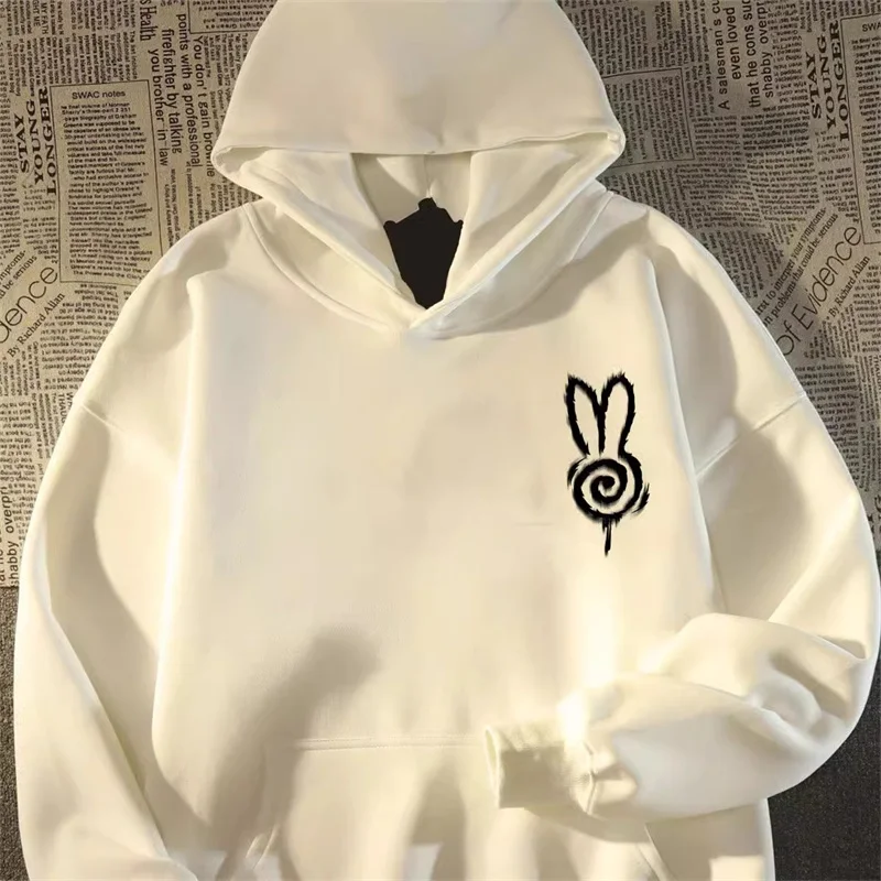 Korean Trend Hoodie Abstract Rabbit Printing y2k Women Men Sweatshirts Autumn Long Sleeves Street Hip Hop Tops Female Oversized