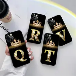 Initial Letter Q T R V X Y W P Phone Case for iPhone 11 15 Pro Max Case Coque 14 Plus 13 Pro 12 11 X XS XR 7 8 SE TPU Soft Cover