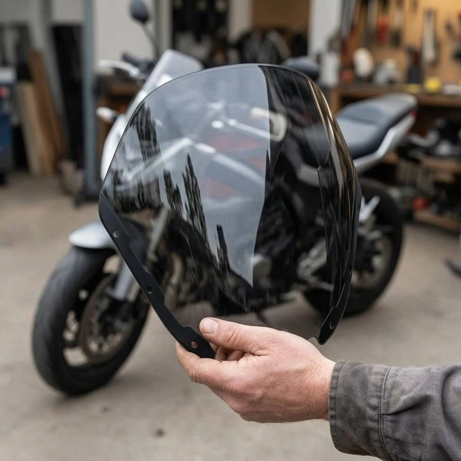 Curved Motorcycle Windshield Rounded Top Raised Windscreen Motorcycle Windscreen Brackets Mounting Holes Engine Accessory