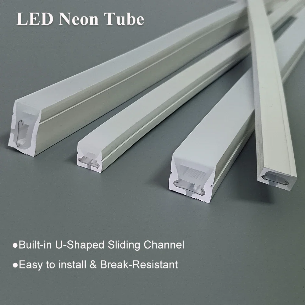 Flexible LED Neon Rope Tube with Sliding Channel IP67 Waterproof Silicone Tube for WS2811 WS2812B Strip Break-Resistant Lighting