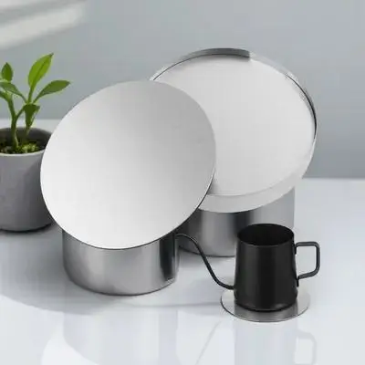 

6Pcs Round Stainless Steel Coasters Set Non-Slip Heat Resistant Cup Mats Table Placemats with Base Holder Cup Mats