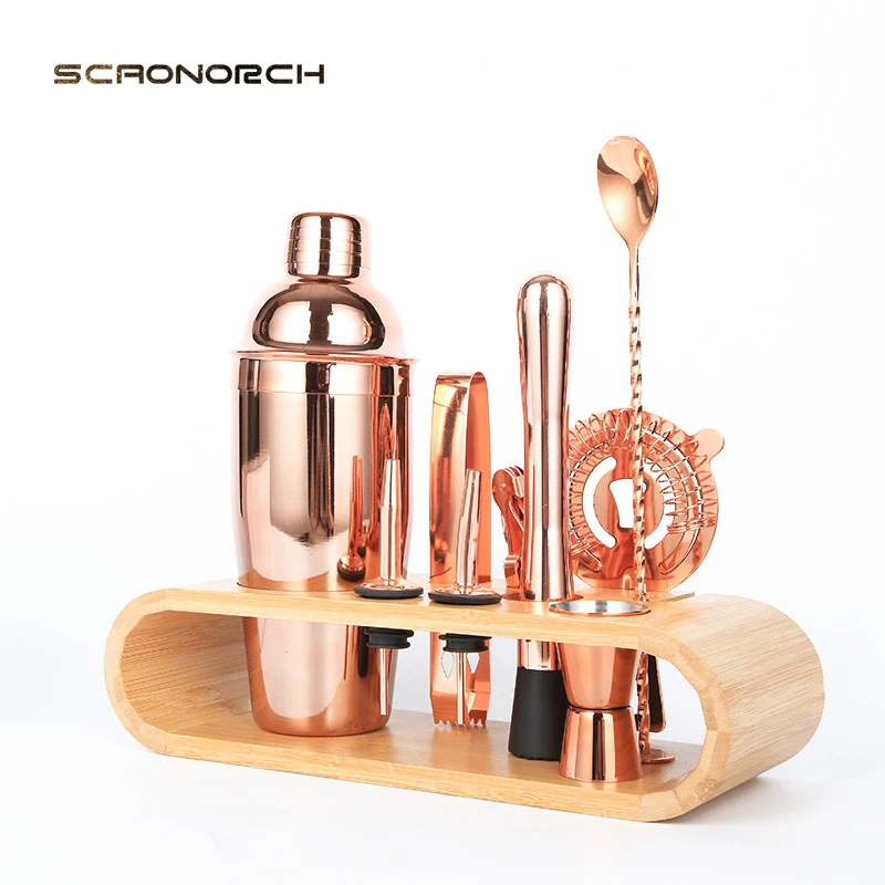 

SCAONORCH Stainless Steel Cocktail Shaker Mixer Wine Martini Boston Shaker For Bartender Drink Party Bar Tools Rose Gold