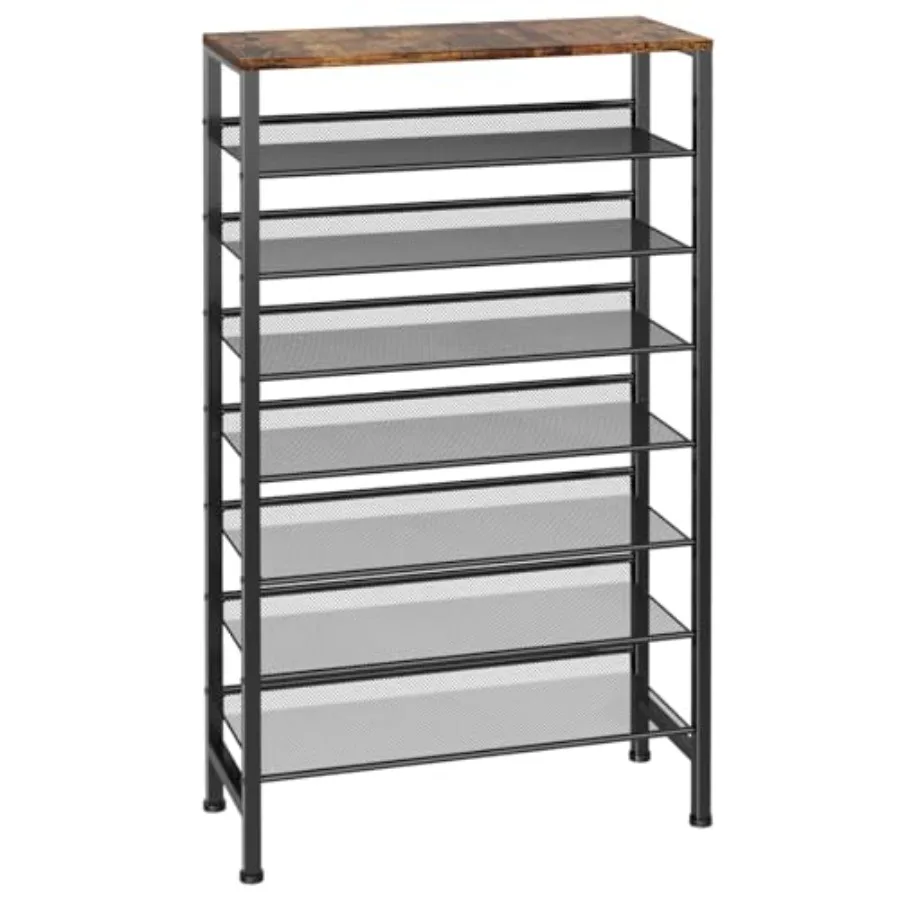 

Lar Soe Rack 8 Tier Soe Orgazer eavy Duty Metal Soe Stora Veal Soe Rack for Clot Front Door Entrance Up to 28 Pairs Top Wooden